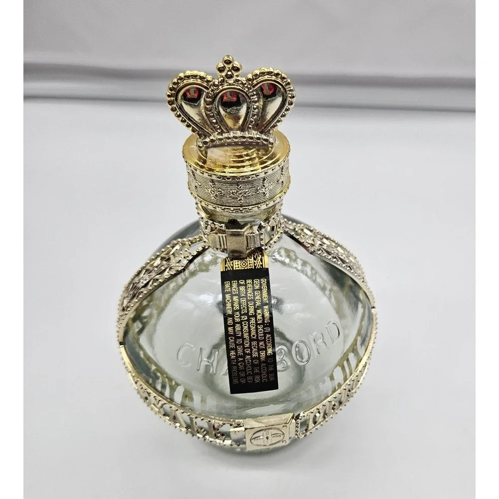 Chambord Liqueur‎ Royale de France Empty 375ml Bottle Gold Crown Filigree